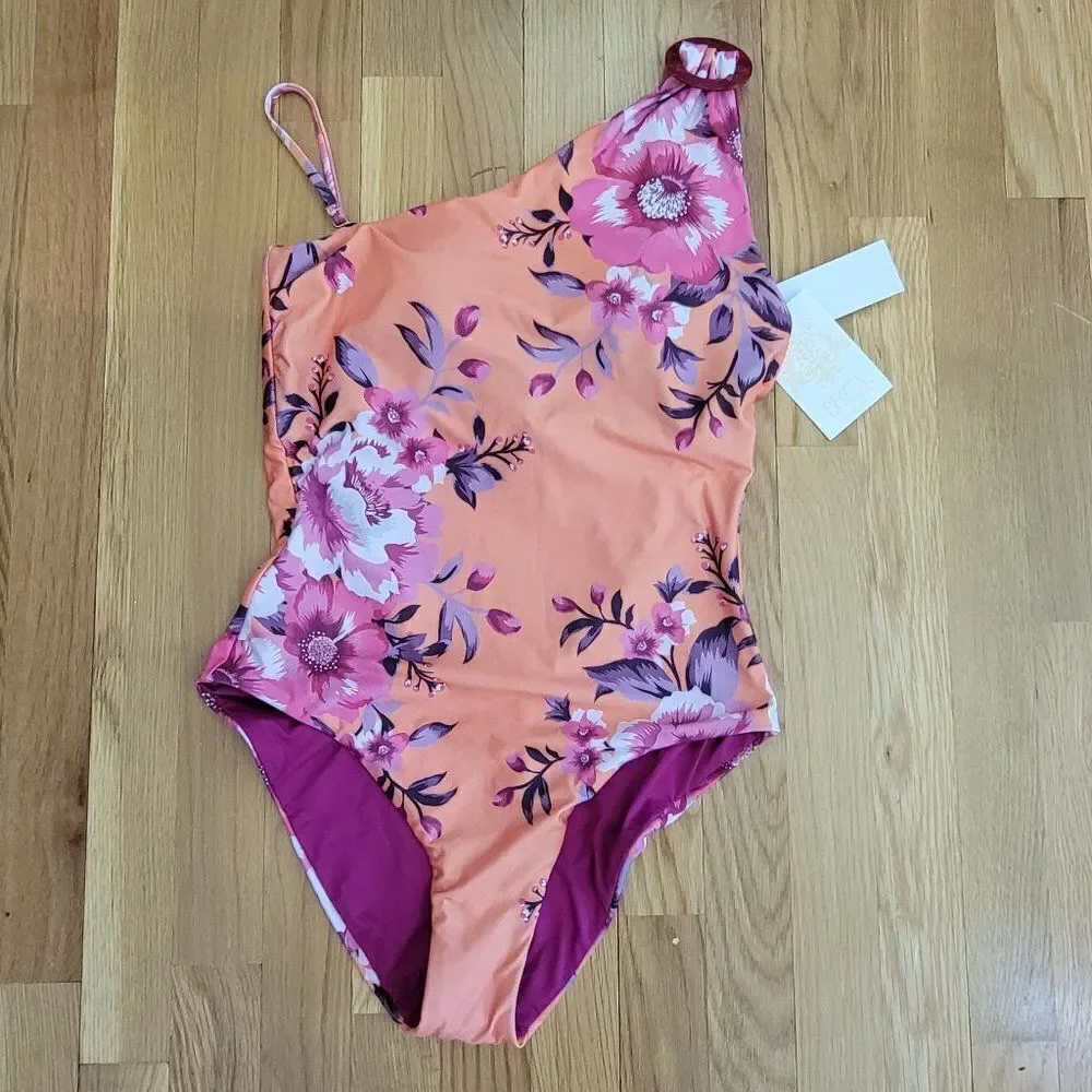 Becca Virtue In Full Bloom Arabella Floral Print One Shoulder One Piece … - Picture 8 of 14